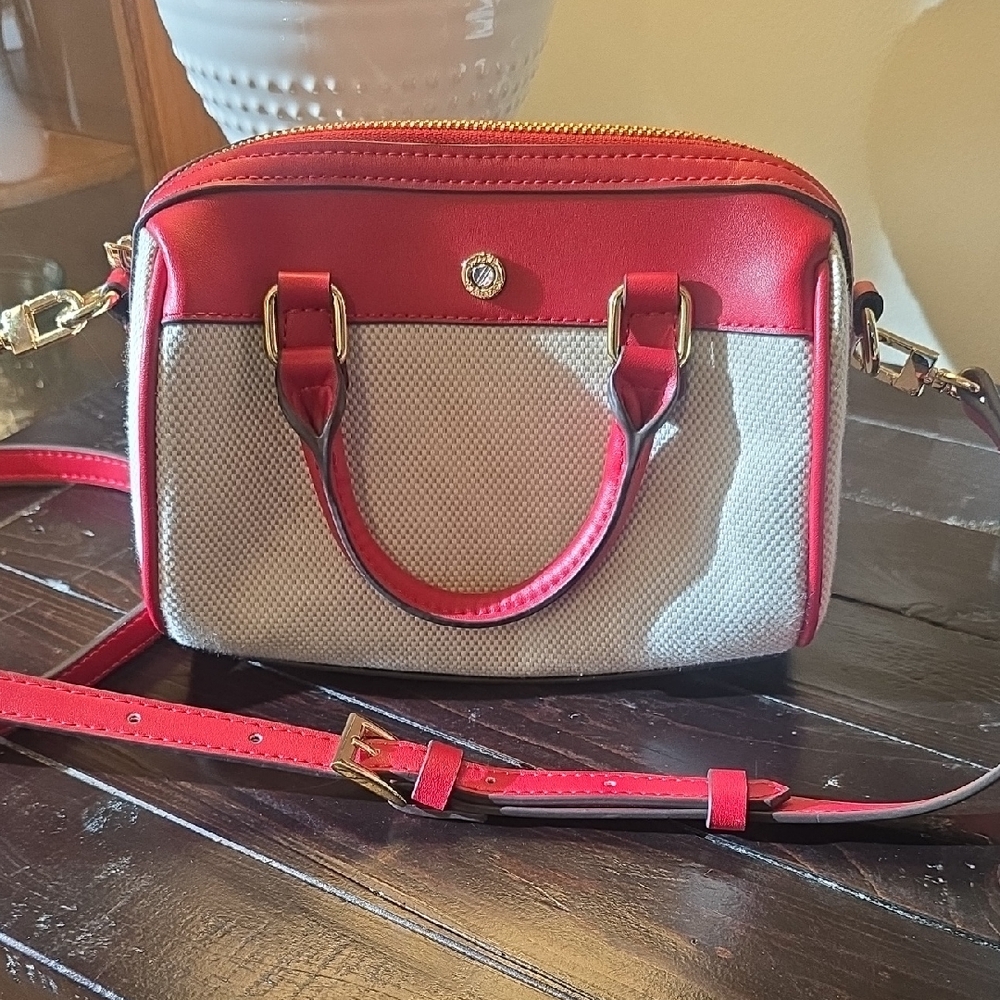 Kate Landry Small Red Boston Bag With Adjustable Crossbody Strap